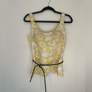 Elizabeth Stewart Vintage Mod 60s Retro Swim Top Bathing Suit Built In Cone Bra